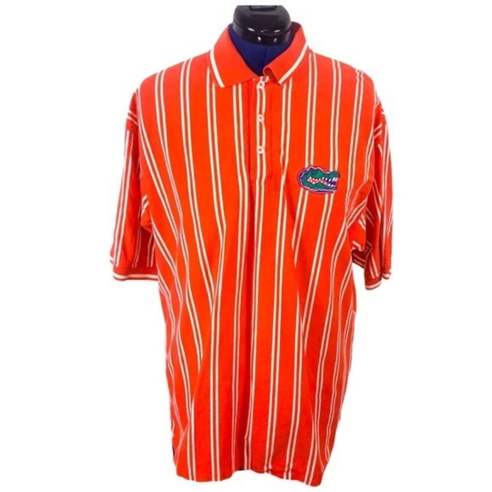 Sports Classics‎ Xl orange white stripe gator logo 100% cotton polo shirt